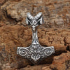 Odin Goat Thor's Hammer Stainless Steel Silver 24" Necklace Unisex