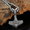 Odin Goat Thor's Hammer Stainless Steel Silver 24" Necklace Unisex