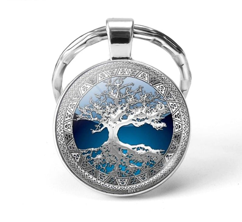 World Tree Yggdrasil 10 Designs Zinc & Glass Key Chains Unisex
