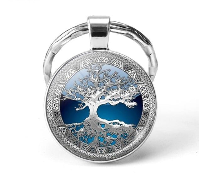 World Tree Yggdrasil 10 Designs Zinc & Glass Key Chains Unisex