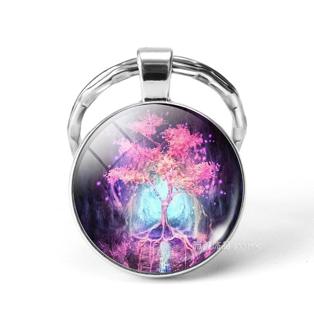 World Tree Yggdrasil 10 Designs Zinc & Glass Key Chains Unisex