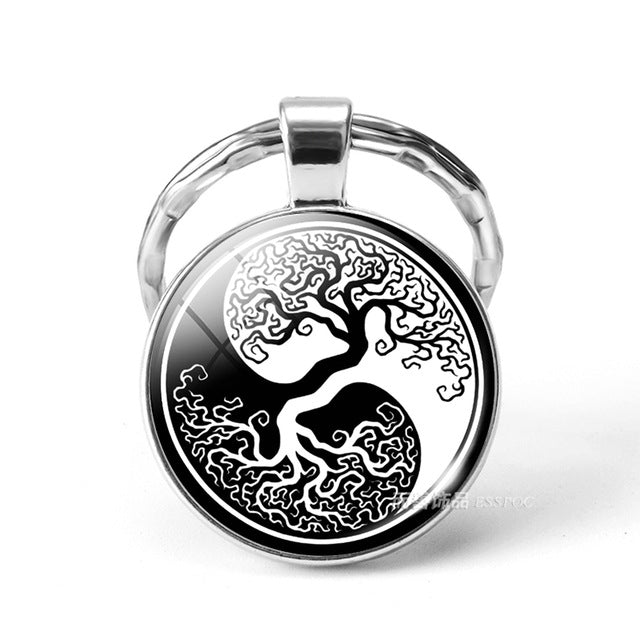 World Tree Yggdrasil 10 Designs Zinc & Glass Key Chains Unisex