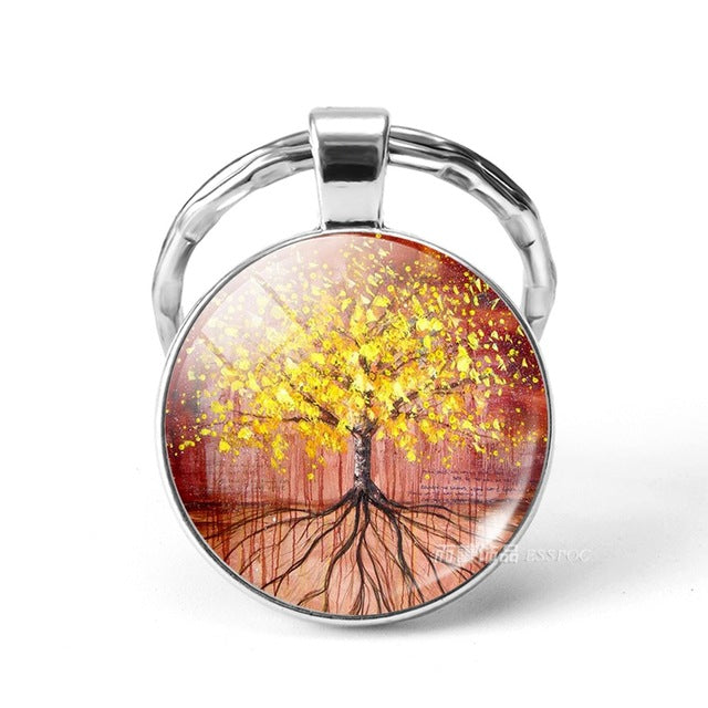 World Tree Yggdrasil 10 Designs Zinc & Glass Key Chains Unisex