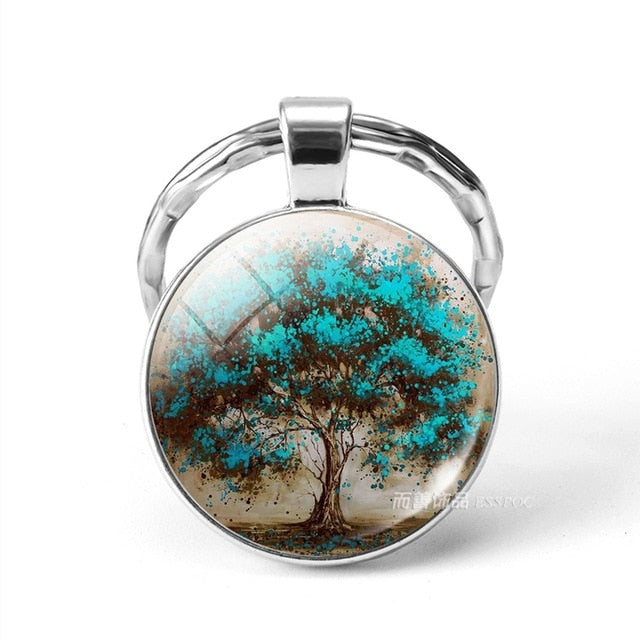 World Tree Yggdrasil 10 Designs Zinc & Glass Key Chains Unisex