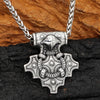 Odin's Raven Artistic Thor Hammer Stainless Steel Pendant 24" Silver Necklace