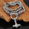 Viking Warrior Hands Hold Mjolnir Silver Stainless Steel 20" 24" 27" Necklace