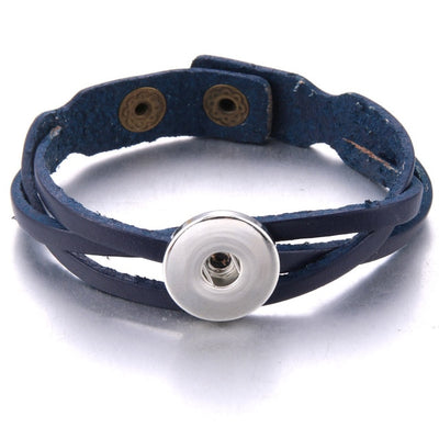 7 Color Loose Weave Leather Snap Button 7 -3/4" Bracelet Use 18 mm Snap Buttons