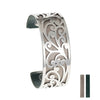 Vintage Flora Stainless Steel Cuff w/ Reversible Leather Colors Band Bracelet