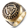 Viking Valknut Stainless Steel Gold or Silver w/ Gold 8-13 Ring