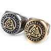 Viking Valknut Stainless Steel Gold or Silver w/ Gold 8-13 Ring