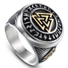 Viking Valknut Stainless Steel Gold or Silver w/ Gold 8-13 Ring