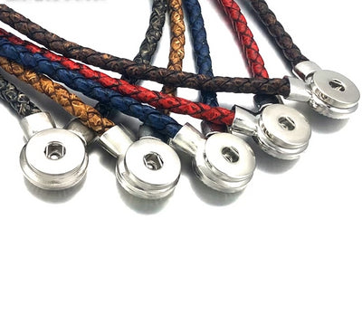 Retro 5 Colors Braided Leather Snap Button (18-20cm) Necklaces Snap Button