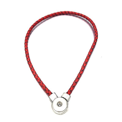 Retro 5 Colors Braided Leather Snap Button (18-20cm) Necklaces Snap Button