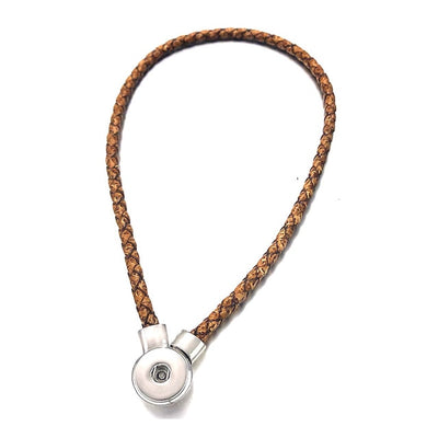 Retro 5 Colors Braided Leather Snap Button (18-20cm) Necklaces Snap Button