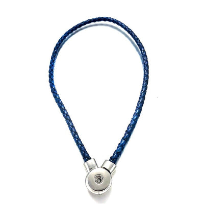 Retro 5 Colors Braided Leather Snap Button (18-20cm) Necklaces Snap Button