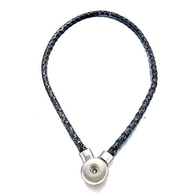 Retro 5 Colors Braided Leather Snap Button (18-20cm) Necklaces Snap Button