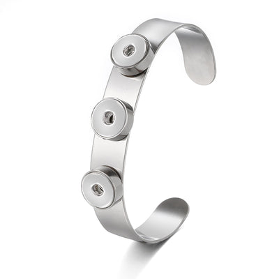 Trendy 316 Stainless Steel Snap Cuff Bracelet 3 Positions (12mm) Snap Buttons