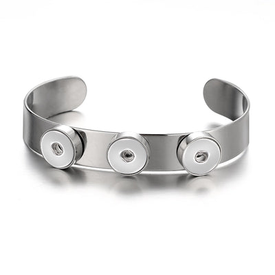 Trendy 316 Stainless Steel Snap Cuff Bracelet 3 Positions (12mm) Snap Buttons